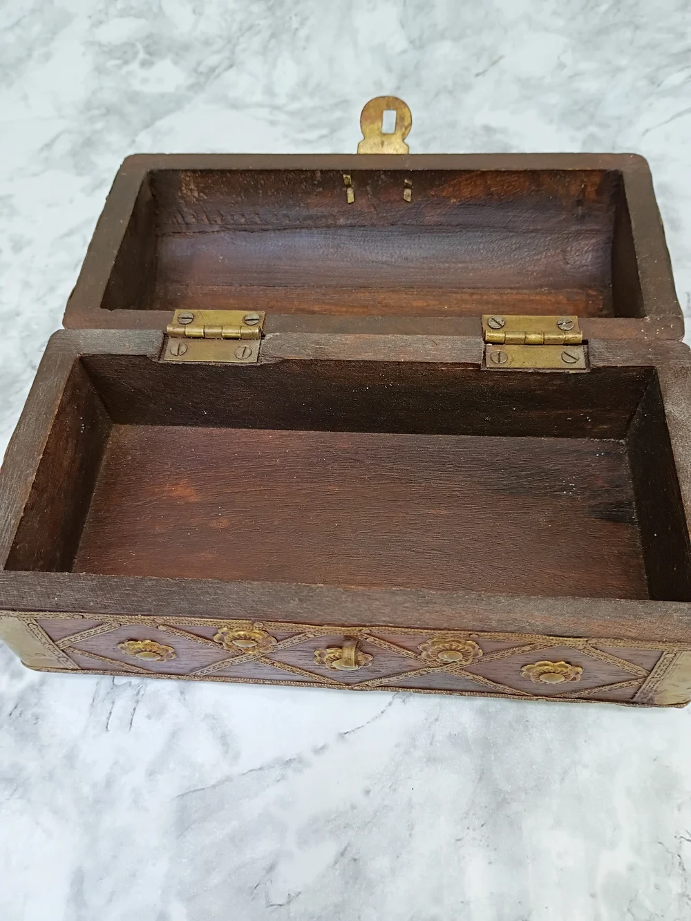 Vintage Ornate Brown Floral Dome Jewelry Chest